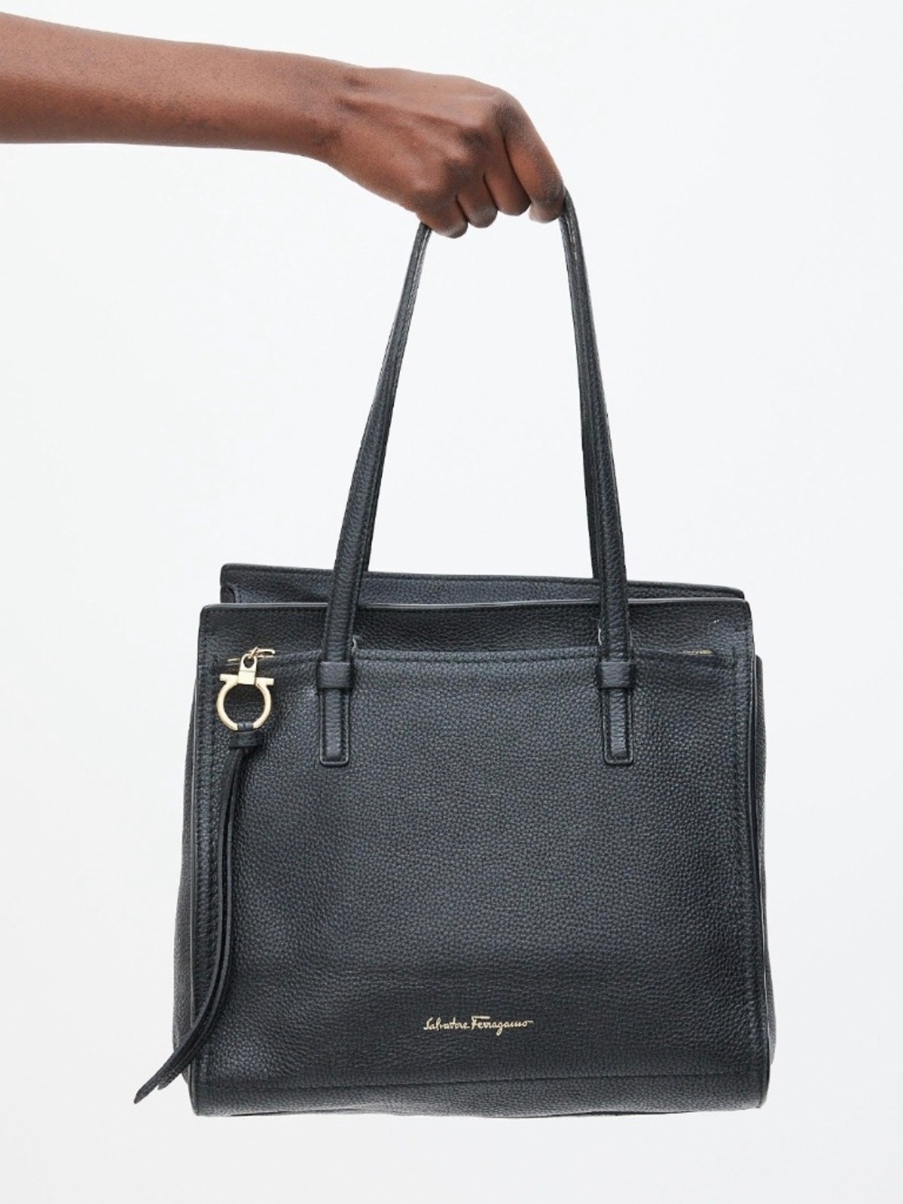 Salvatore Ferragamo Black Pebbled Leather Tote Bag - Brand new unused